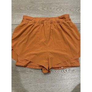 Athleta Mile Marker 2-in-1 Short Women’s Small Orange Running Workout Shorts